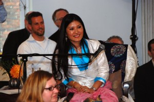 Sakyong Wangmo enjoying the Milarepa Chorus at the Shambhala Meditation Center of New York, December 28, 2008