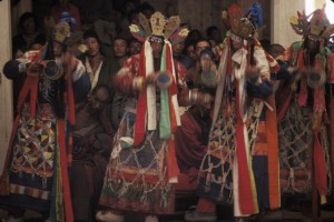 Surmang monks performing the Chakrasamvara Lama Dance, unique to the Surmang tradition.