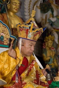 His Eminence Namkha Drimed Rinpoche during the final enthronement, photograph by Christoph Scheonherr