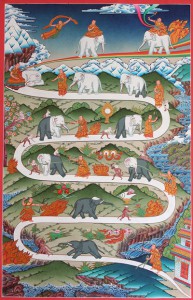 Artistic rendition of the Nine Stages of Shamatha
