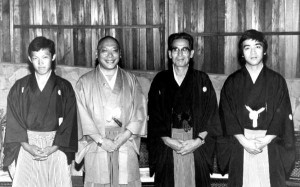 Trungpa Rinpoche and Shibata Sensei with their sons