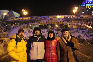 Maks Lan, Andriy Kucherenko, Irina Vorobiova, Yevsey Levbarg in Maidan Square