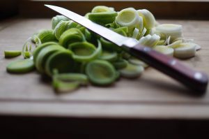 knife and vegetables